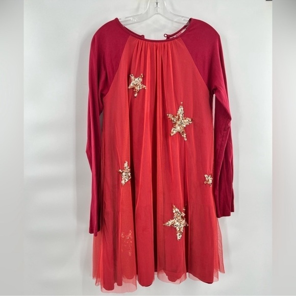 Boden pink sequins stars long sleeve tulle size 15/16Y